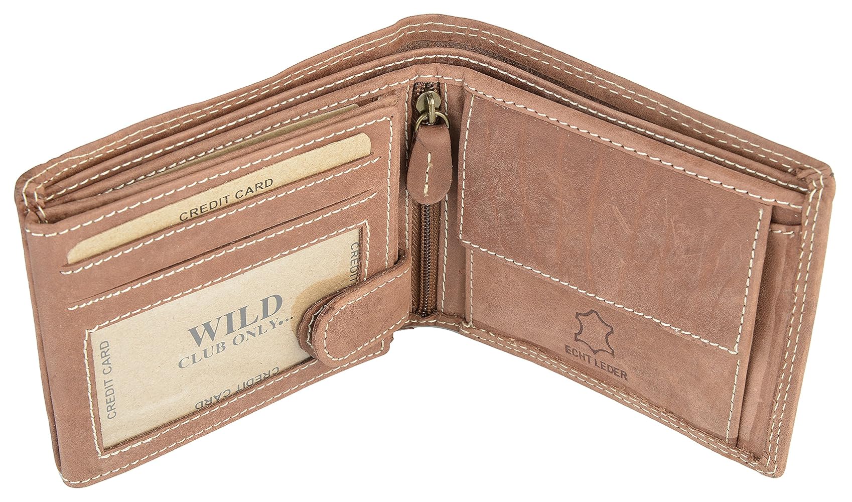 Wild Club Genuine Leather Men's Wallet in Brown, light brown